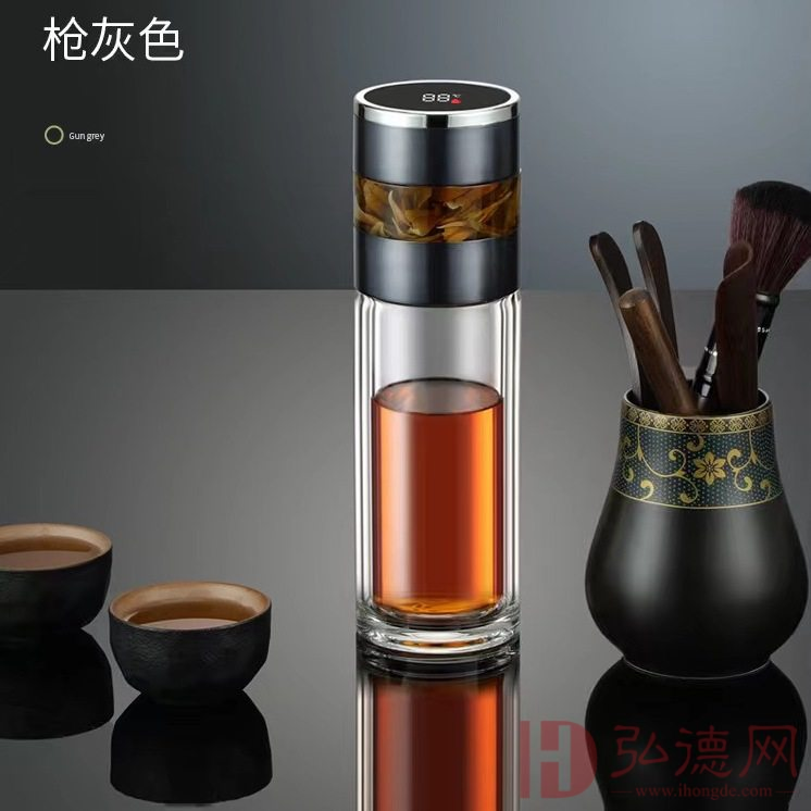 4000积分兑换｜智能茶水分离玻璃杯，商务出行必备茶水杯，茶水分离泡茶杯，防烫双层高硼硅玻璃杯