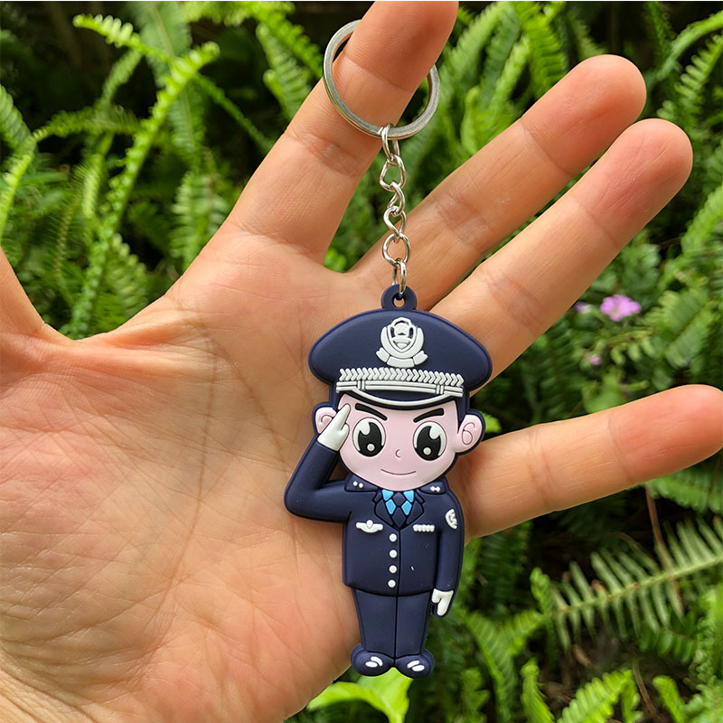 警察橡胶钥匙扣-交警卡通钥匙扣创意软胶礼品挂件