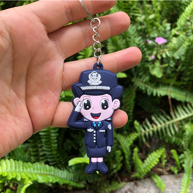 警察橡胶钥匙扣-交警卡通钥匙扣创意软胶礼品挂件