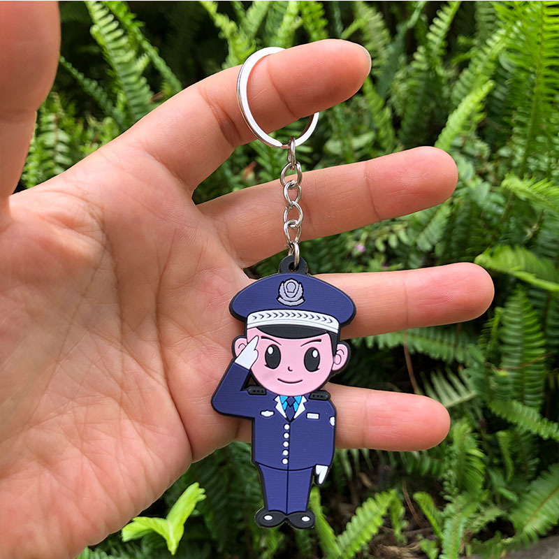 警察橡胶钥匙扣-交警卡通钥匙扣创意软胶礼品挂件