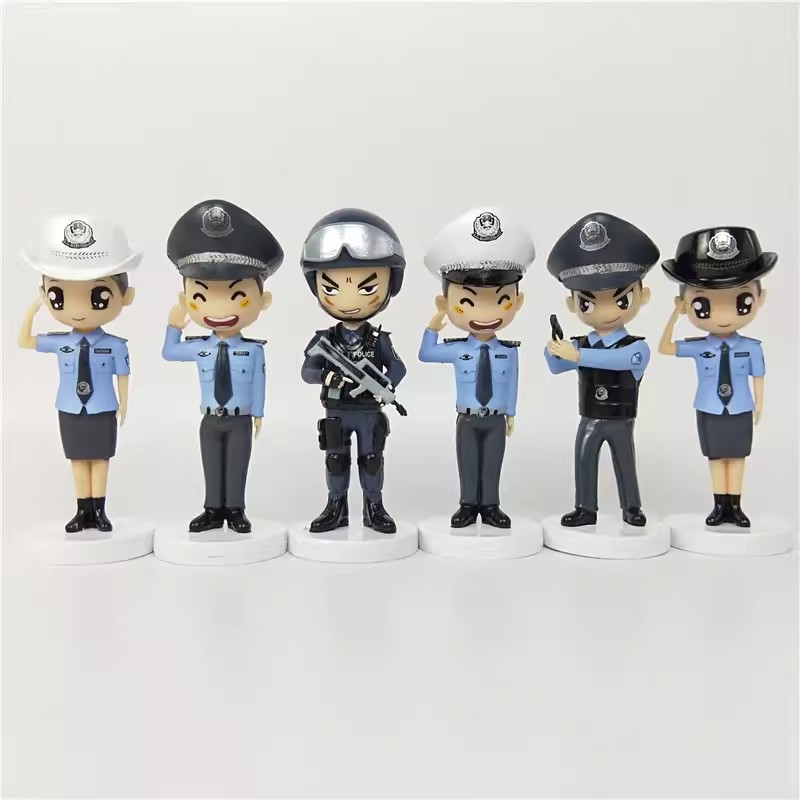 警察公仔-手办交警公仔模型人偶玩偶礼物公安汽车车载摆件