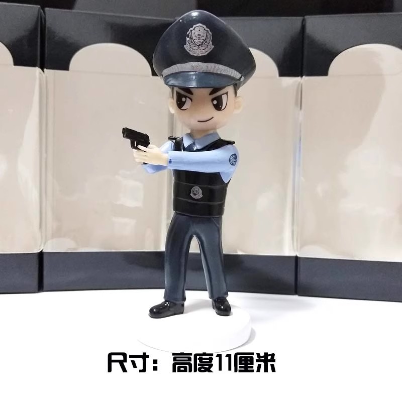 警察公仔-手办交警公仔模型人偶玩偶礼物公安汽车车载摆件