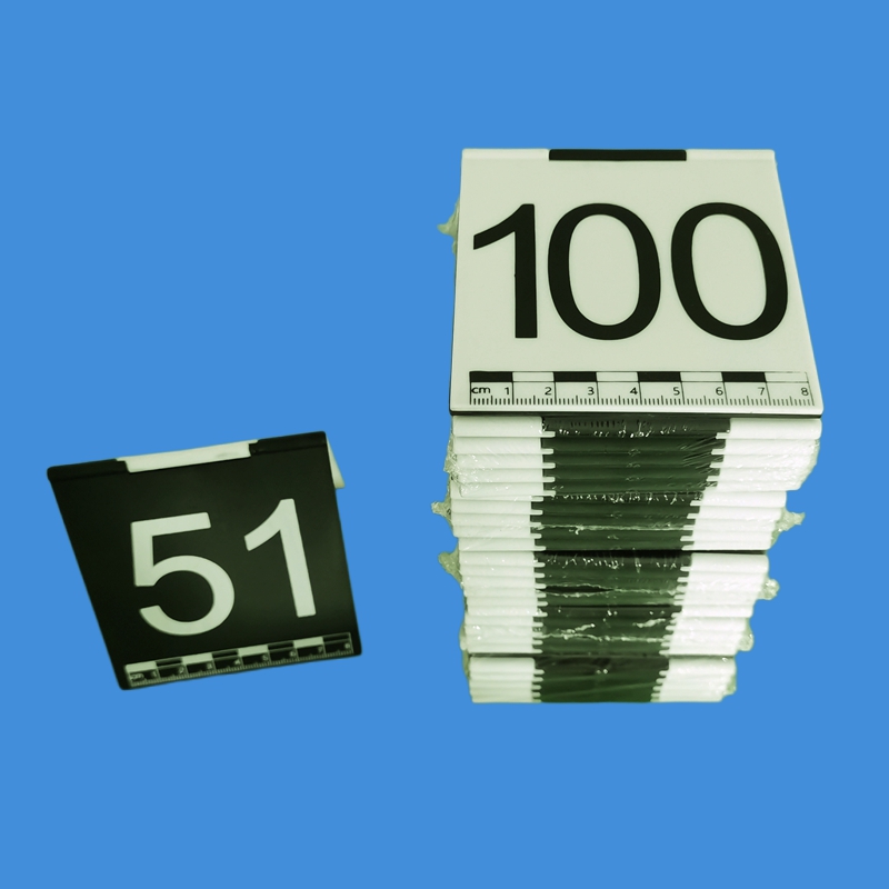 合页式物证牌物证标识牌标记牌标志牌黄色ABS带一字L型比例尺黑白双面金属铝制物证方位指北