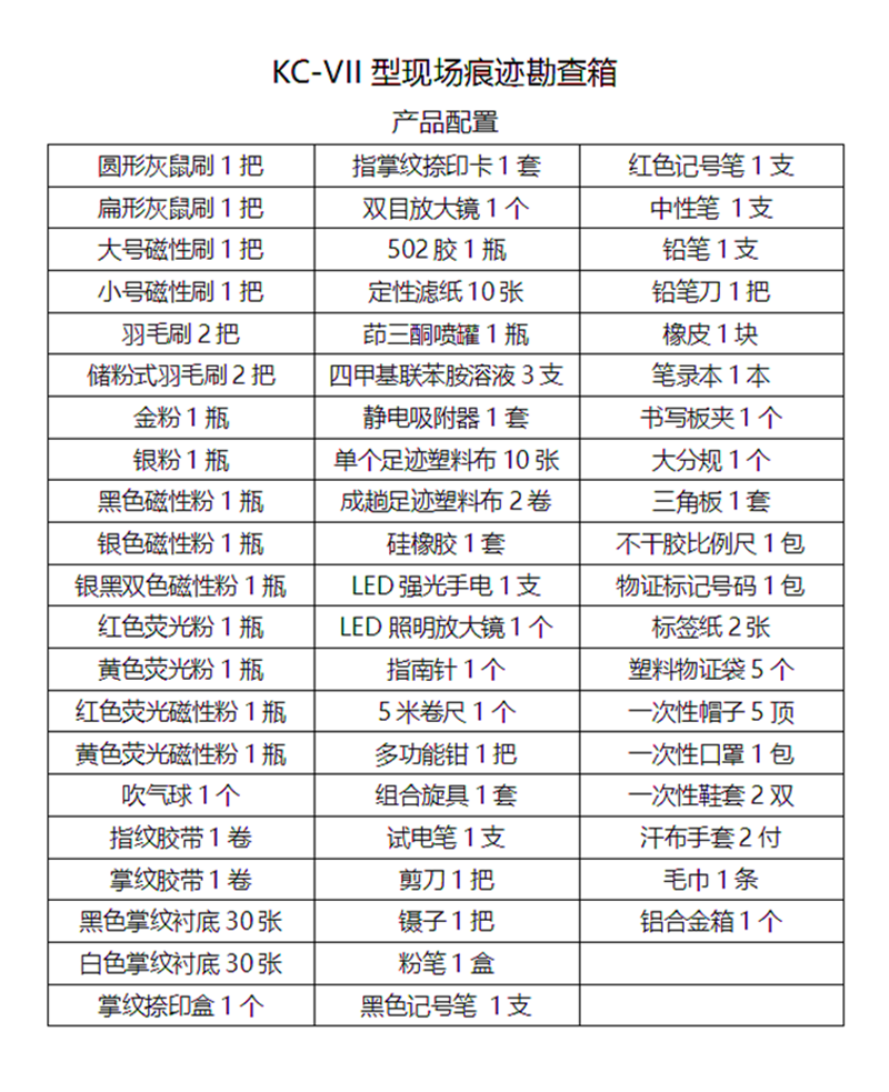 KC现场痕迹勘查箱刑事案件现场综合勘查箱指纹痕迹足迹勘查箱