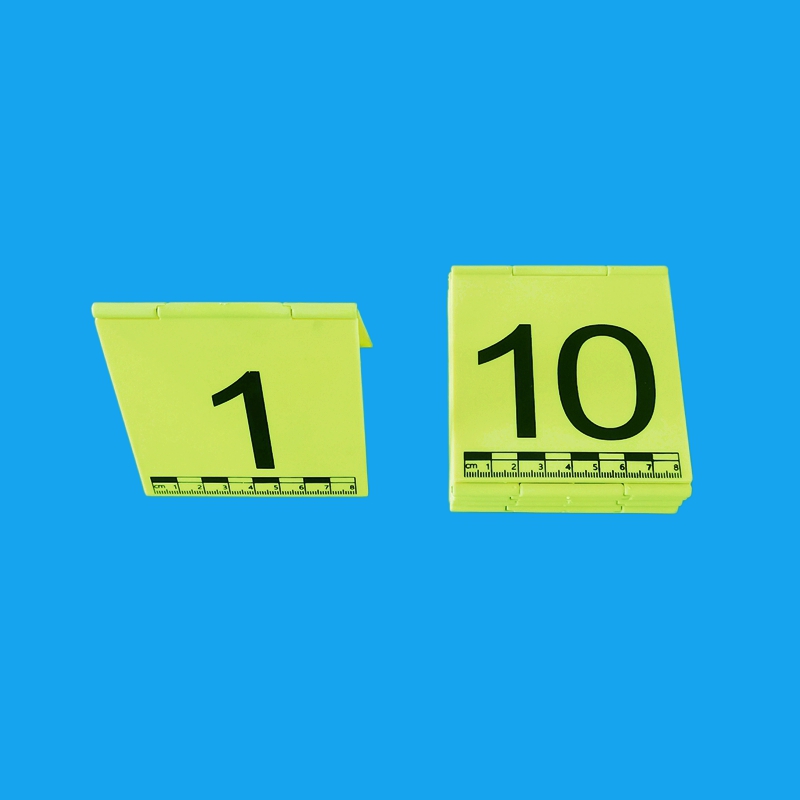 合页式物证牌物证标识牌标记牌标志牌黄色ABS带一字L型比例尺黑白双面金属铝制物证方位指北