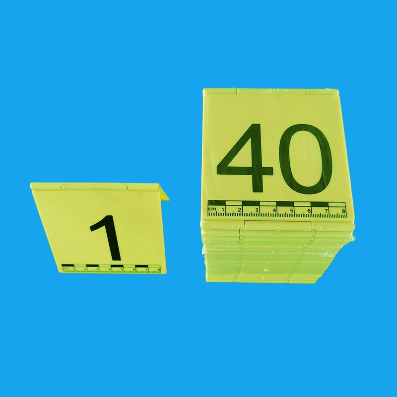 合页式物证牌物证标识牌标记牌标志牌黄色ABS带一字L型比例尺黑白双面金属铝制物证方位指北