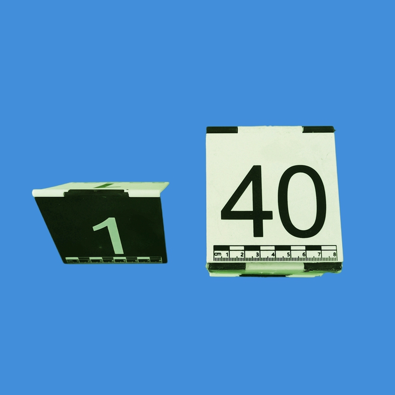 合页式物证牌物证标识牌标记牌标志牌黄色ABS带一字L型比例尺黑白双面金属铝制物证方位指北