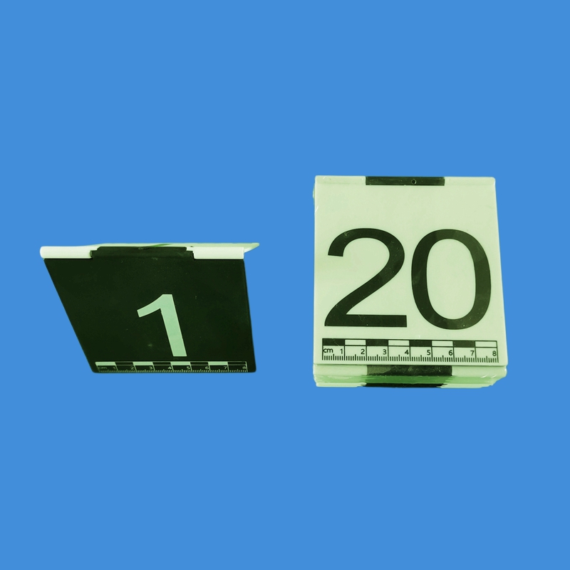 合页式物证牌物证标识牌标记牌标志牌黄色ABS带一字L型比例尺黑白双面金属铝制物证方位指北