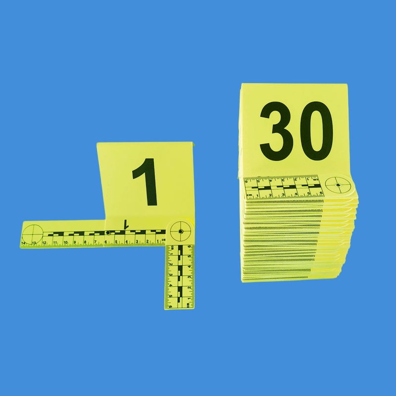 合页式物证牌物证标识牌标记牌标志牌黄色ABS带一字L型比例尺黑白双面金属铝制物证方位指北