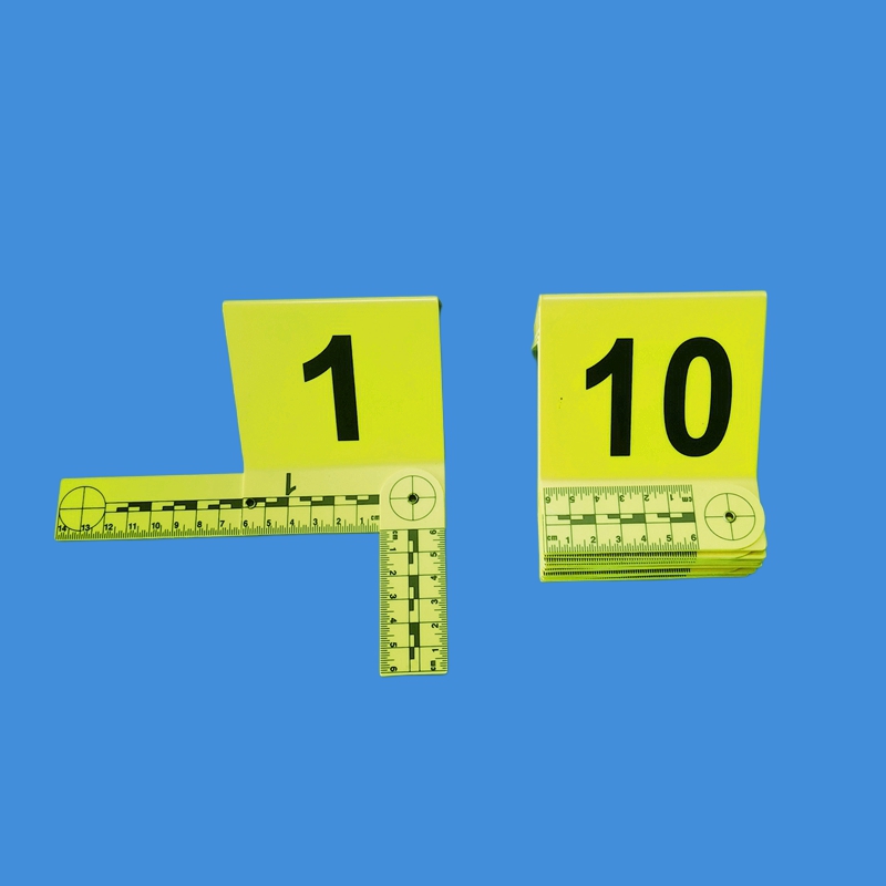 合页式物证牌物证标识牌标记牌标志牌黄色ABS带一字L型比例尺黑白双面金属铝制物证方位指北