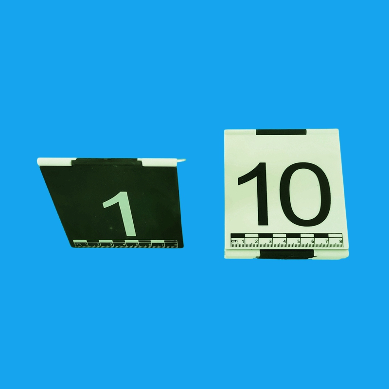 合页式物证牌物证标识牌标记牌标志牌黄色ABS带一字L型比例尺黑白双面金属铝制物证方位指北