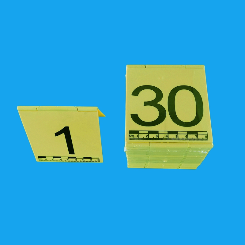 合页式物证牌物证标识牌标记牌标志牌黄色ABS带一字L型比例尺黑白双面金属铝制物证方位指北