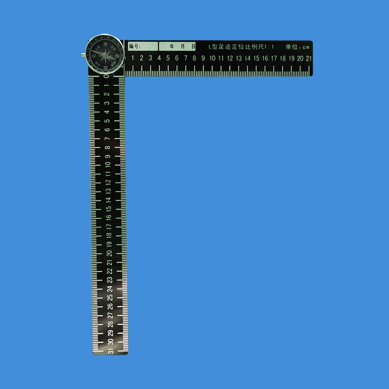 PVC比例尺黑白磁性双面可折叠L形足迹PVC比例尺荧光透明直角