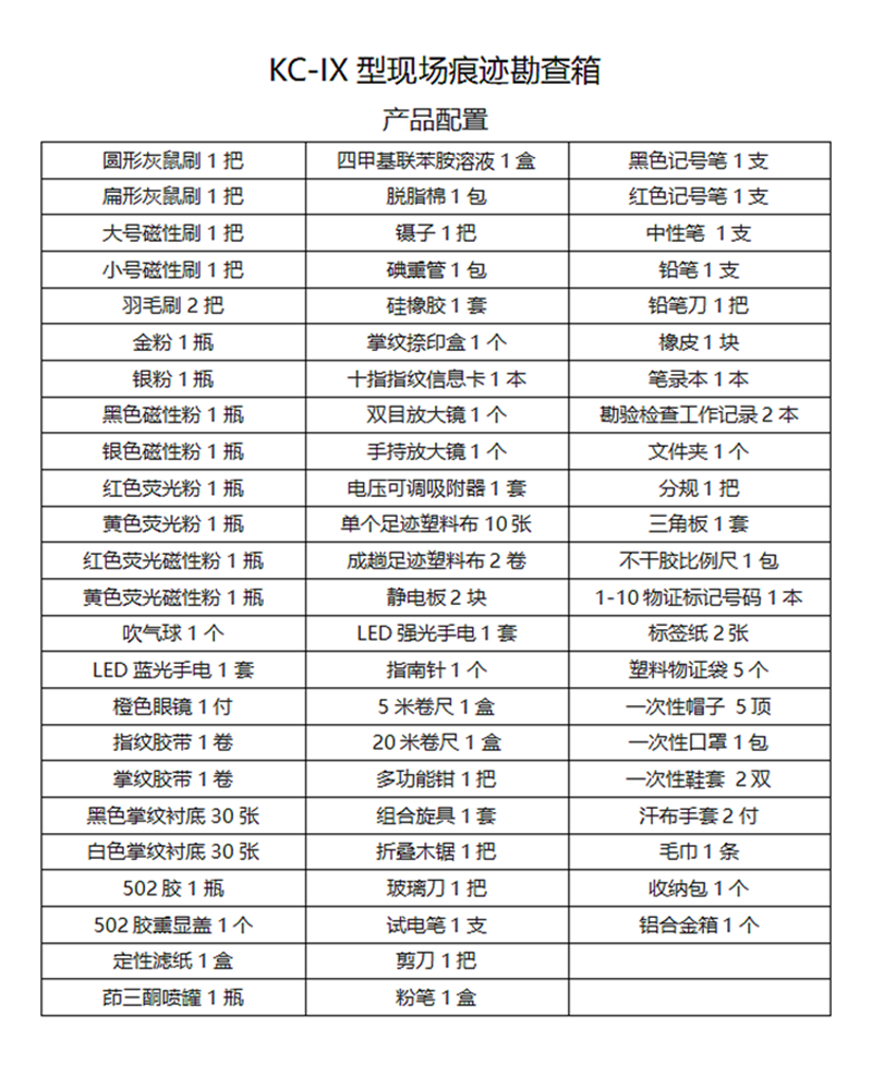 KC现场痕迹勘查箱刑事案件现场综合勘查箱指纹痕迹足迹勘查箱