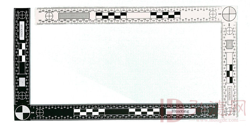 30x15厘米双面黑白直角尺（5把/包） PVC足迹比例尺