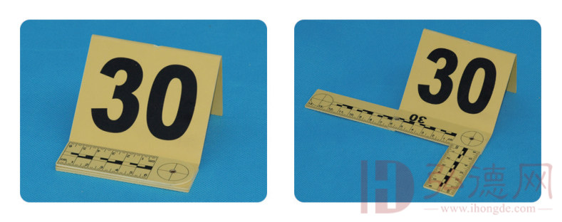 黄色塑料物证牌(号码1-30，L比例尺) 带标尺物证牌 物证标志牌