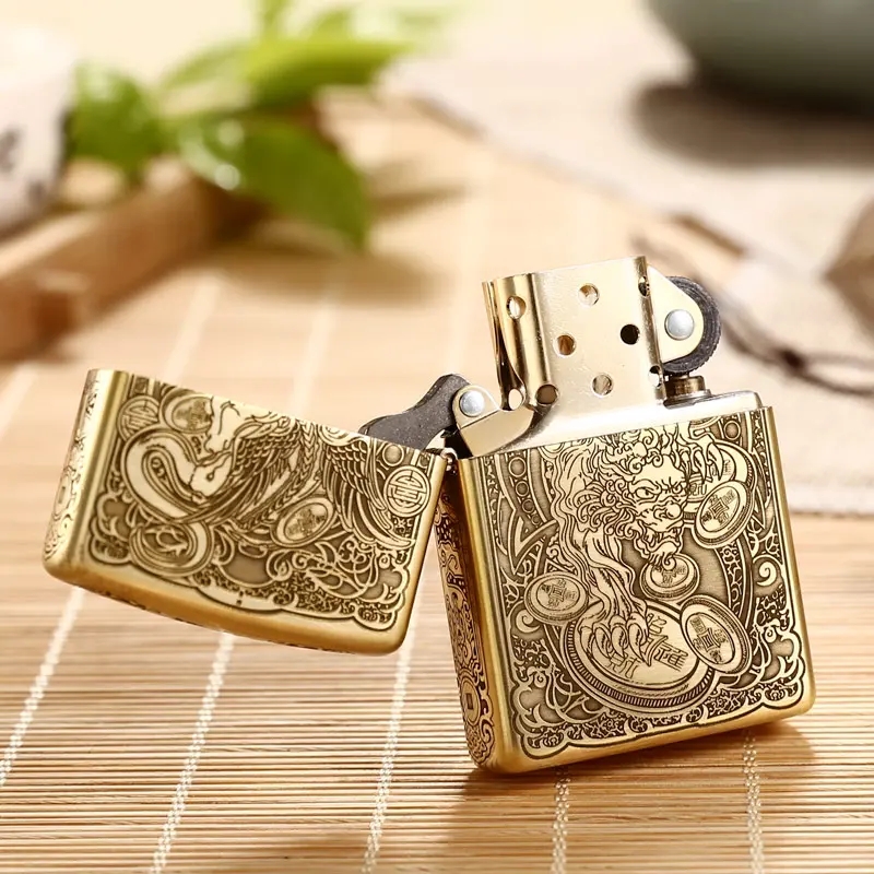50900积分兑换｜ZIPPO 254B 纯铜深雕招财貔貅打火机
