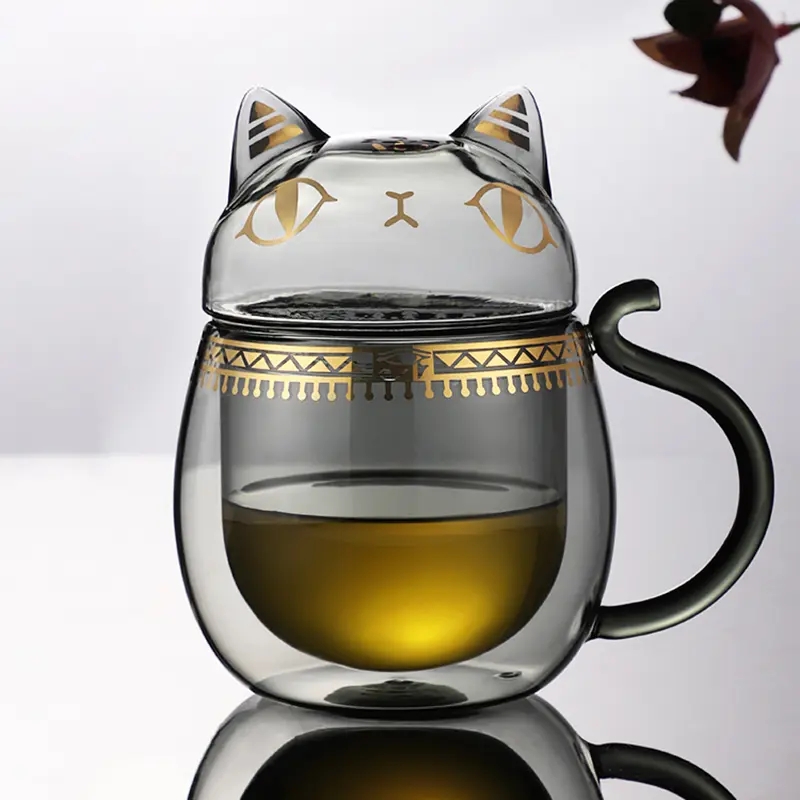 （19900积分兑换）大英博物馆 安德森猫系列萌猫异形带盖玻璃杯