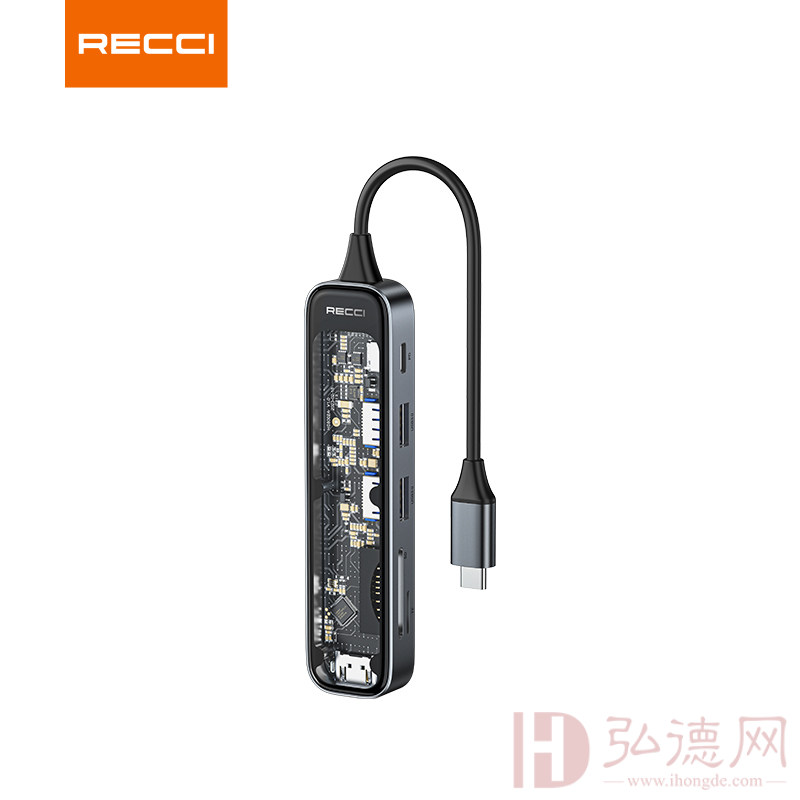 锐思 RH21 六合一HUB数据线转接口Type-C TO HDMI+ USB-A+USB-C+1xSD+ 1xTF