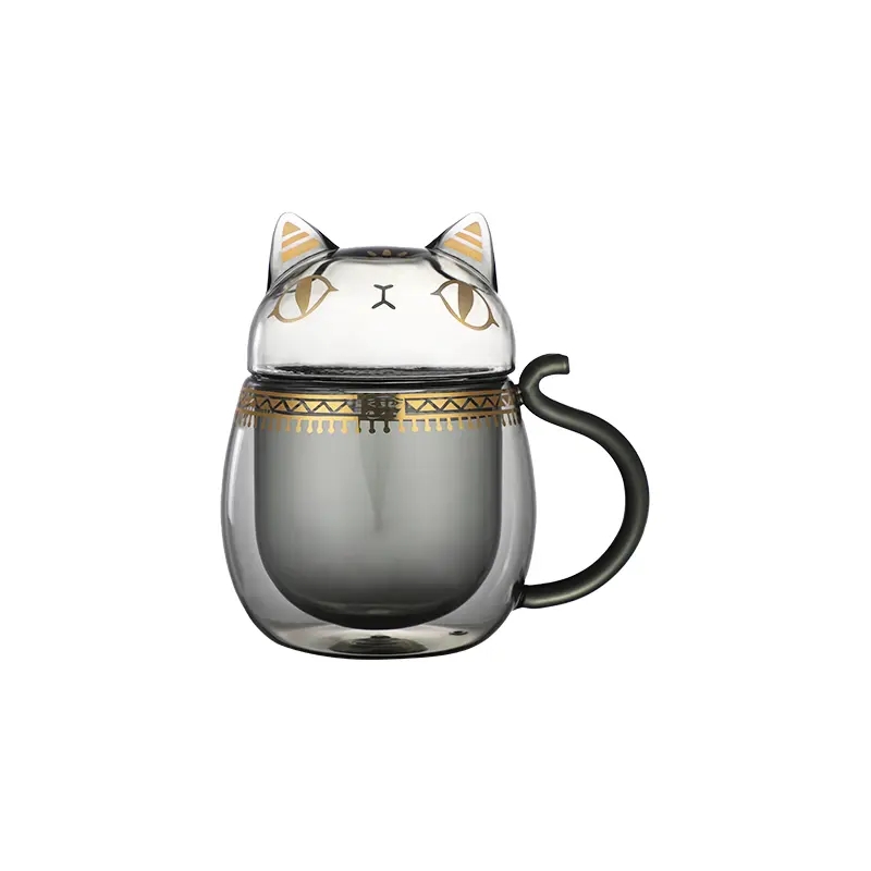 （19900积分兑换）大英博物馆 安德森猫系列萌猫异形带盖玻璃杯