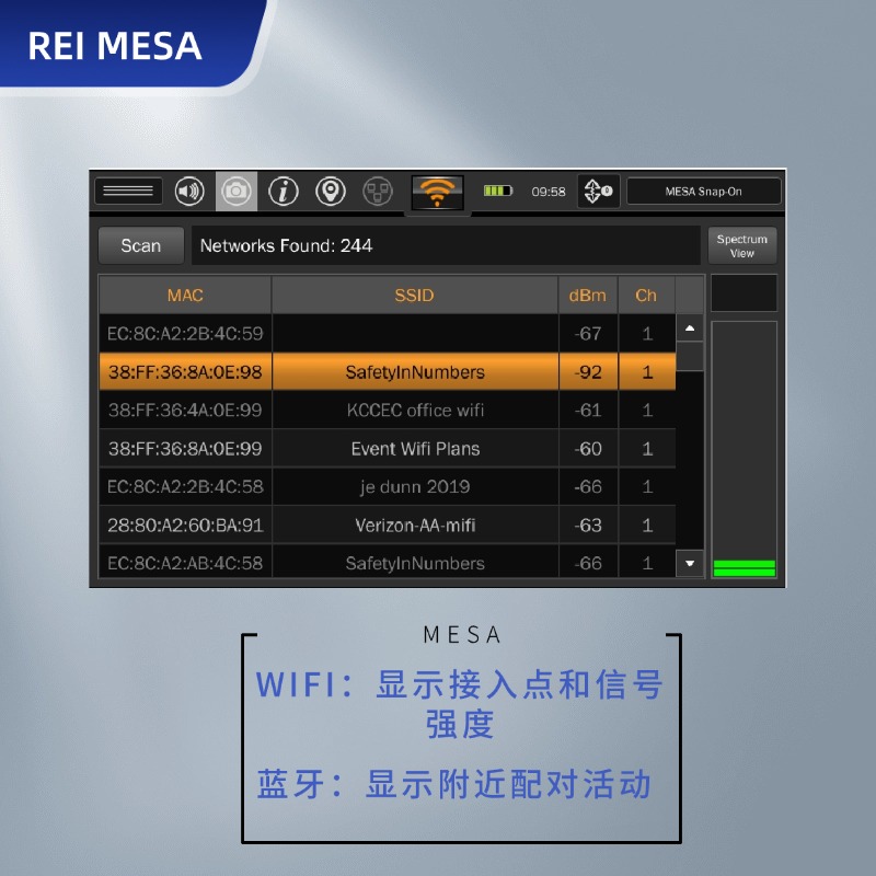 美国REI MESA便携式频谱分析仪 办公室窃听器设备检查 隐私保护工具 录音偷拍设备查找