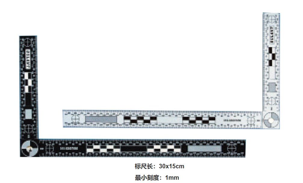 30x15厘米双面黑白折角尺、PVC材质