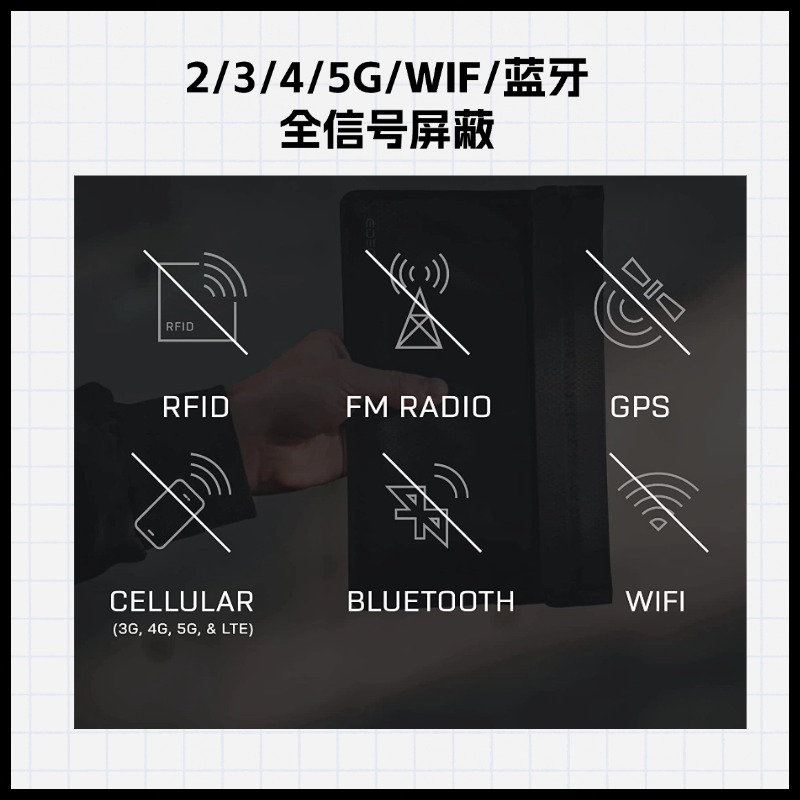 EDEC黑盾 电磁信号屏蔽手提包 WiFi/蓝牙/2G/3G/4G/5G信号屏蔽