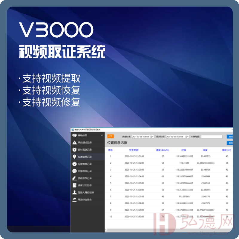 【德皓】V3000 视频取证系统/行车影像监控视频获取系统/行车记录仪取证系统