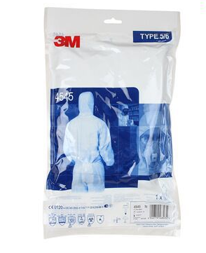 3M4545白色带帽连体防护服